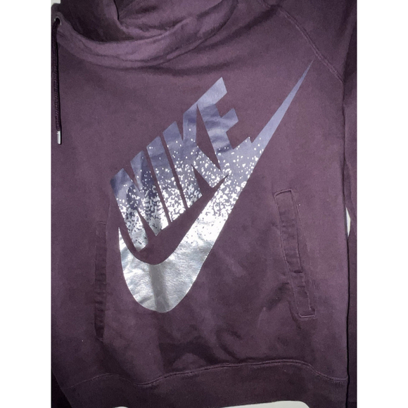 NIKE Womens Sweatshirt Purple Funnel Hoodie Pullover Camouflage Logo Size M - Picture 2 of 11